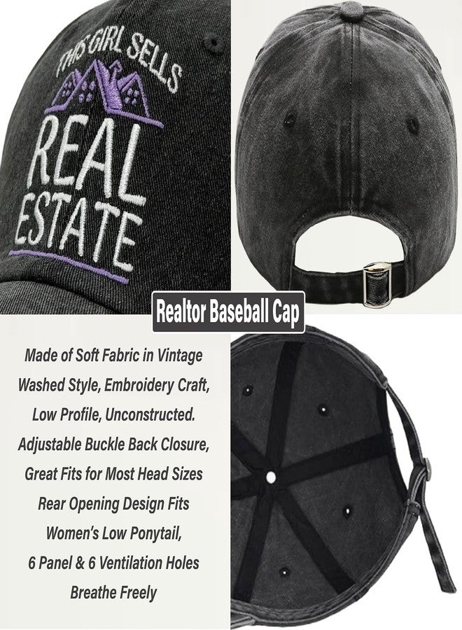 MALLAbyLAMMA This Girl Sells Real Estate Cap Hat Embroidered Purple, Realtor Brooch Pin, Realtor Gifts for Women, Realtor Baseball Cap, Appreciation Gift for Real Estate Agent Woman Closing Birthday Christmas - Image 2